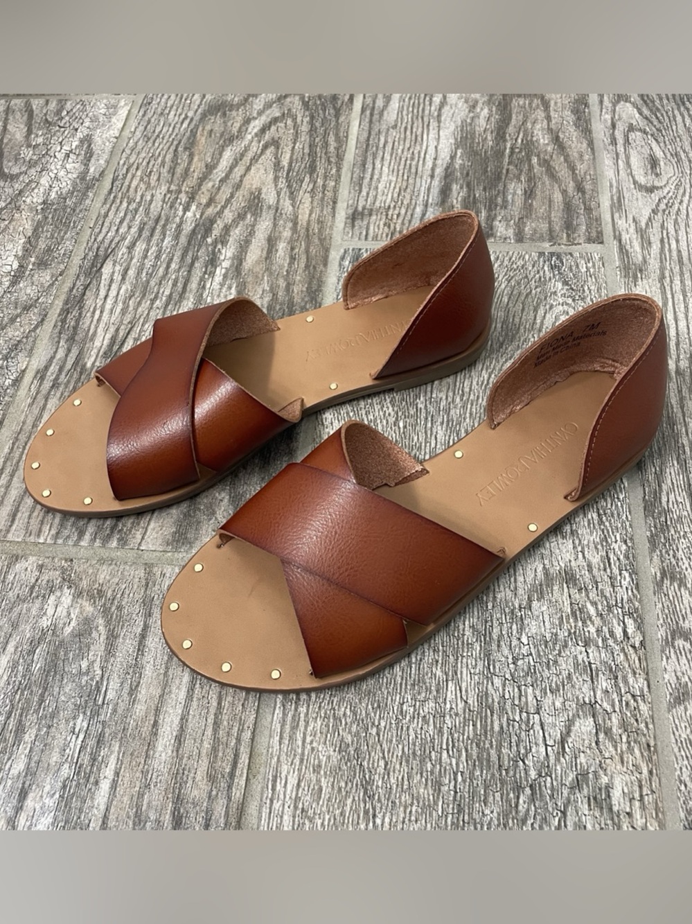 Cynthia Rowley Fiona Sandals Brown Crisscross Women’s 7 Boho Earthy